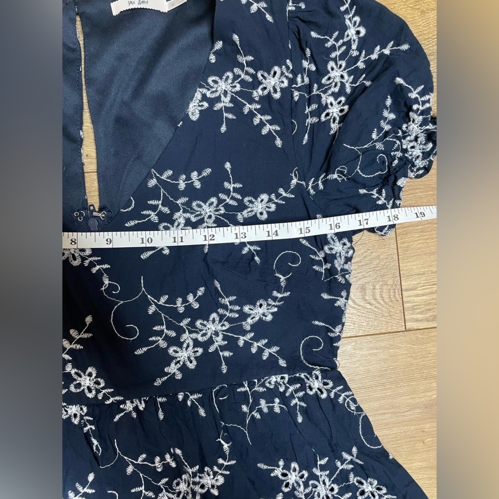 Elegant Navy Blue Floral Mini Dress 100% cotton - Picture 12 of 14